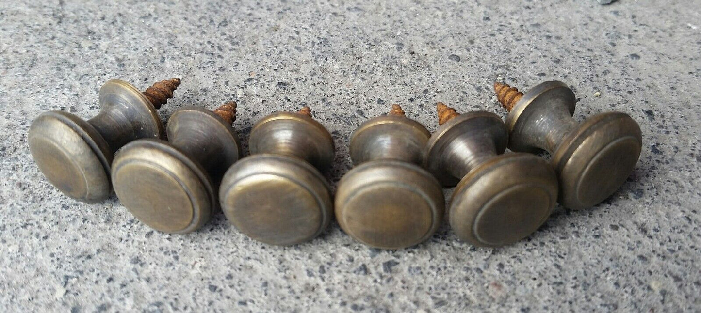 6 Solid Brass SMALL Stacking Barrister Bookcase 1/2"dia Knobs drawer Pulls #K18