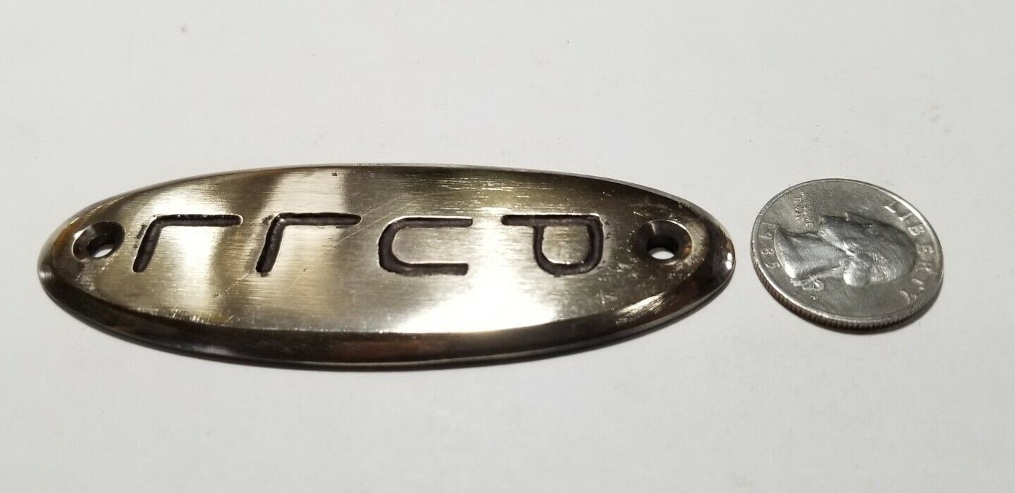 PULL Door or Bell sign Antique Original Art Deco POLISHED Solid Brass 4" #F13