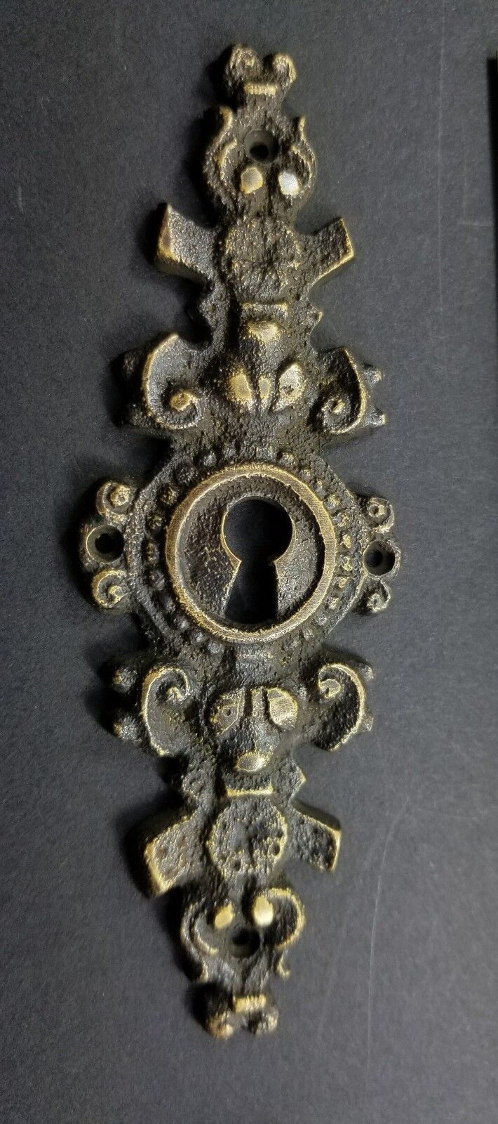 2 Vtg. Antique Style French Eschutcheons Key Hole Cover 4-1/4" jewelry part #E19