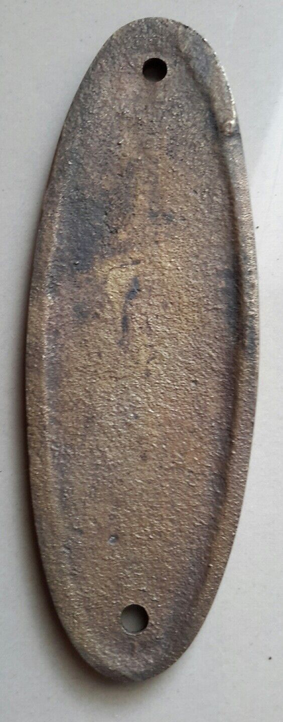 PULL Door or Bell sign Antique Original Reclaimed Art Deco Solid Brass 4" #F7