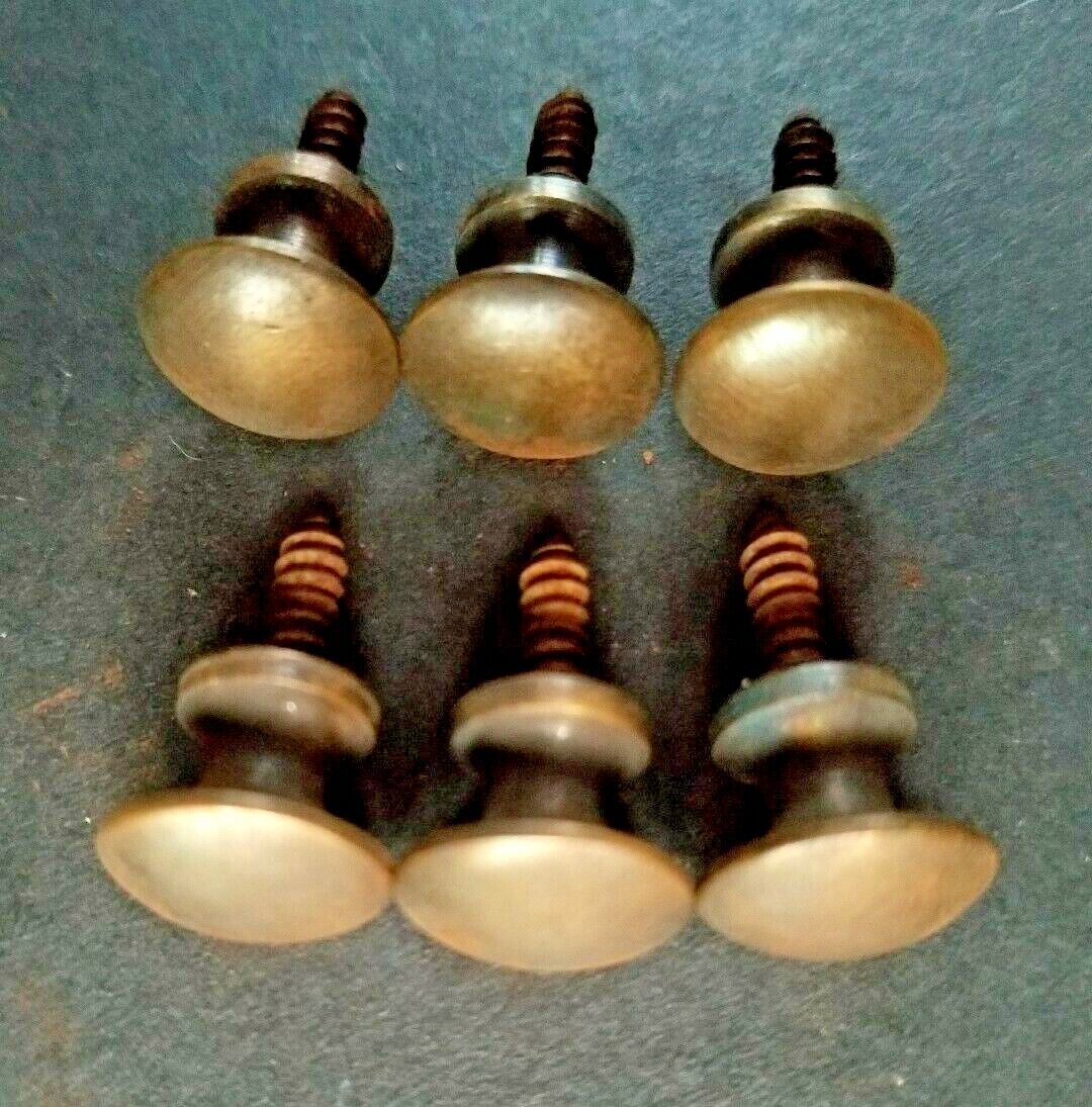 6 Solid Brass VERY SMALL Stacking Barrister Bookcase 7/16" Knobs drawer Pulls #K