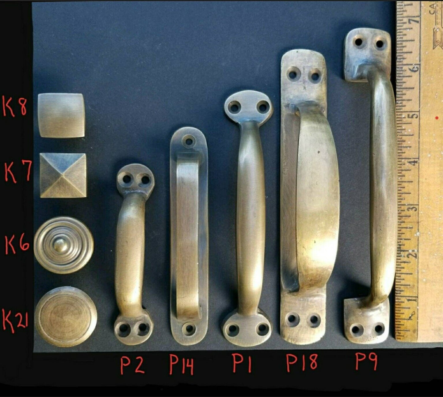 2 Antique Style Solid Brass Large Gate Cabinet Trunk Chest Handles 6-3/8"w #P18