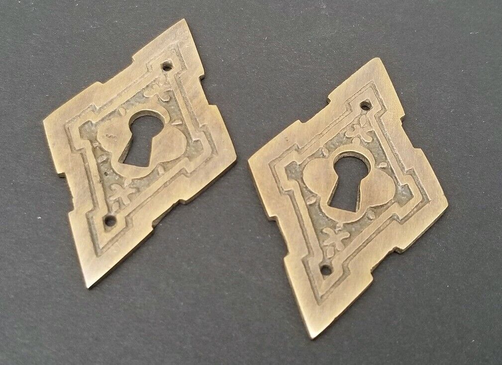 2 Vintage Antique Style East Lake Victorian Escutcheons Key Hole Covers 2" #E23