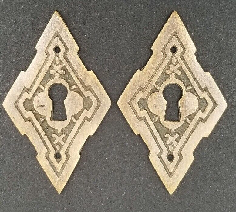 2 Vintage Antique Style East Lake Victorian Escutcheons Key Hole Covers 2" #E23