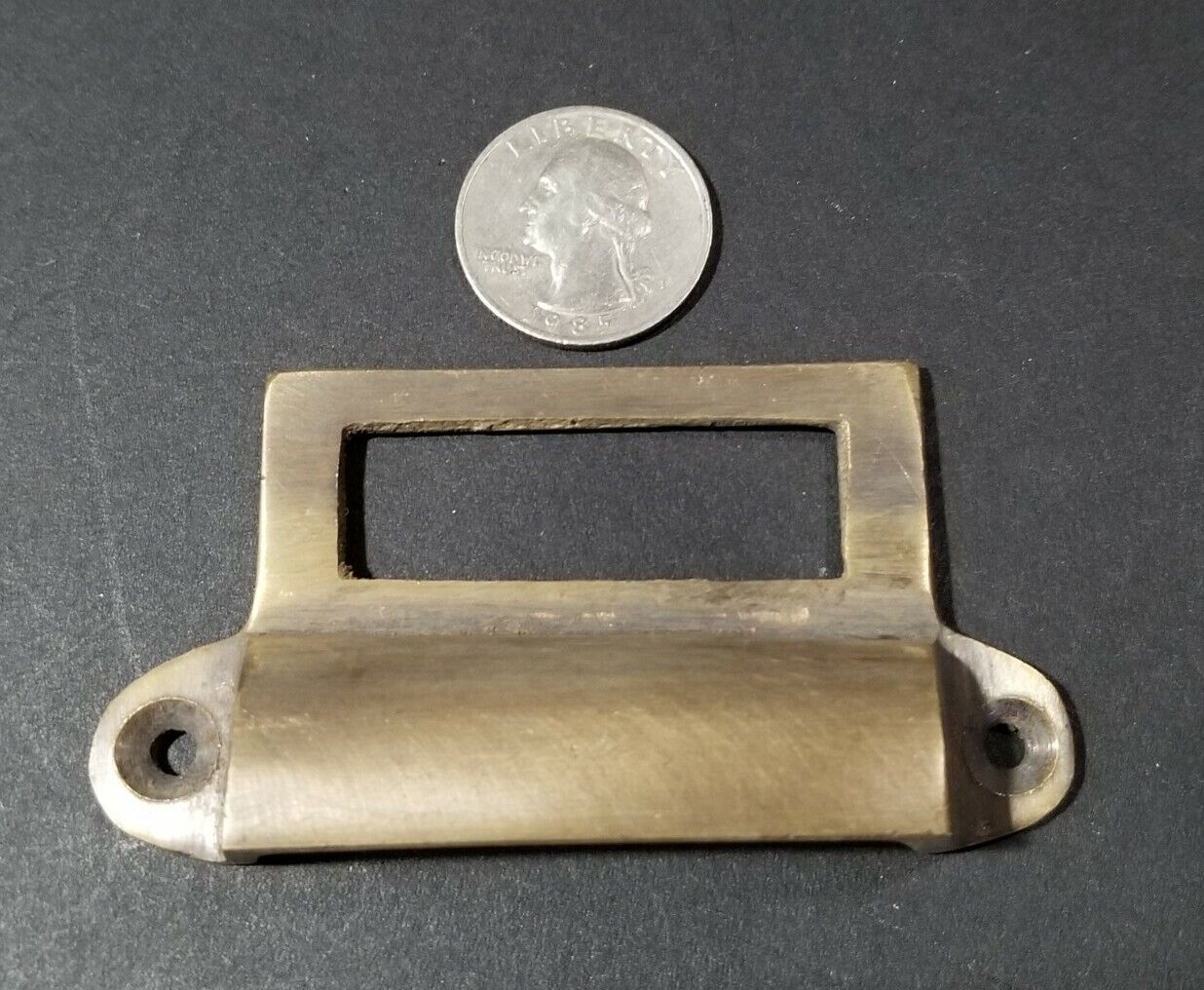 4 Antique Style Card File Cabinet Handle, File Label Holders with Cup Pull #A17