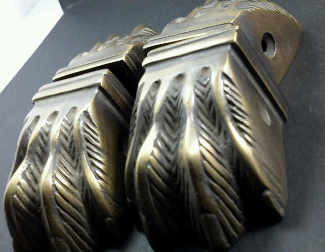 4 Antique Style Solid Brass Table Legs LION FEET FOOT CAPS ARCHITECTURAL #X8