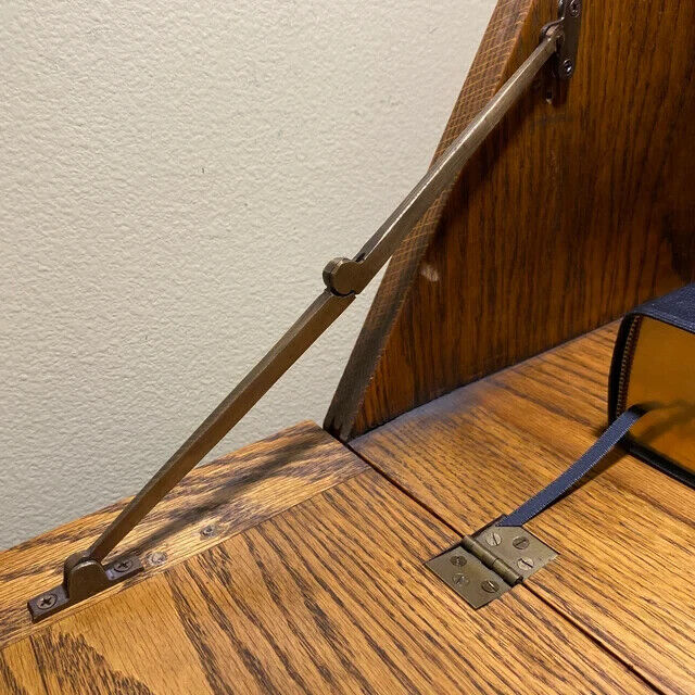 Left & Right Set Folding Drop Front Desk Trunk Lid Support Stays Hinges #X26