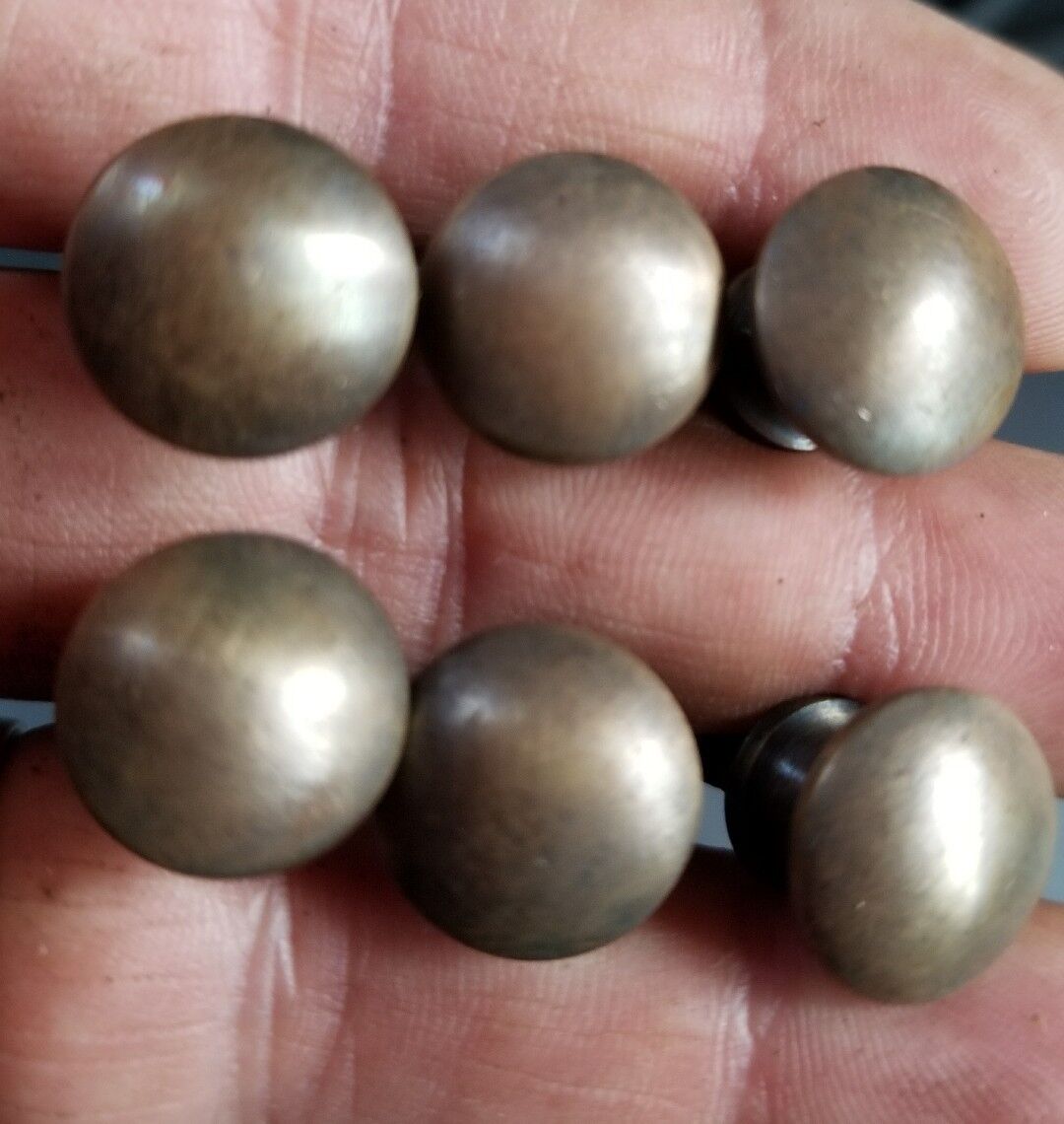 6 Solid Brass VERY SMALL Stacking Barrister Bookcase 7/16" Knobs drawer Pulls #K