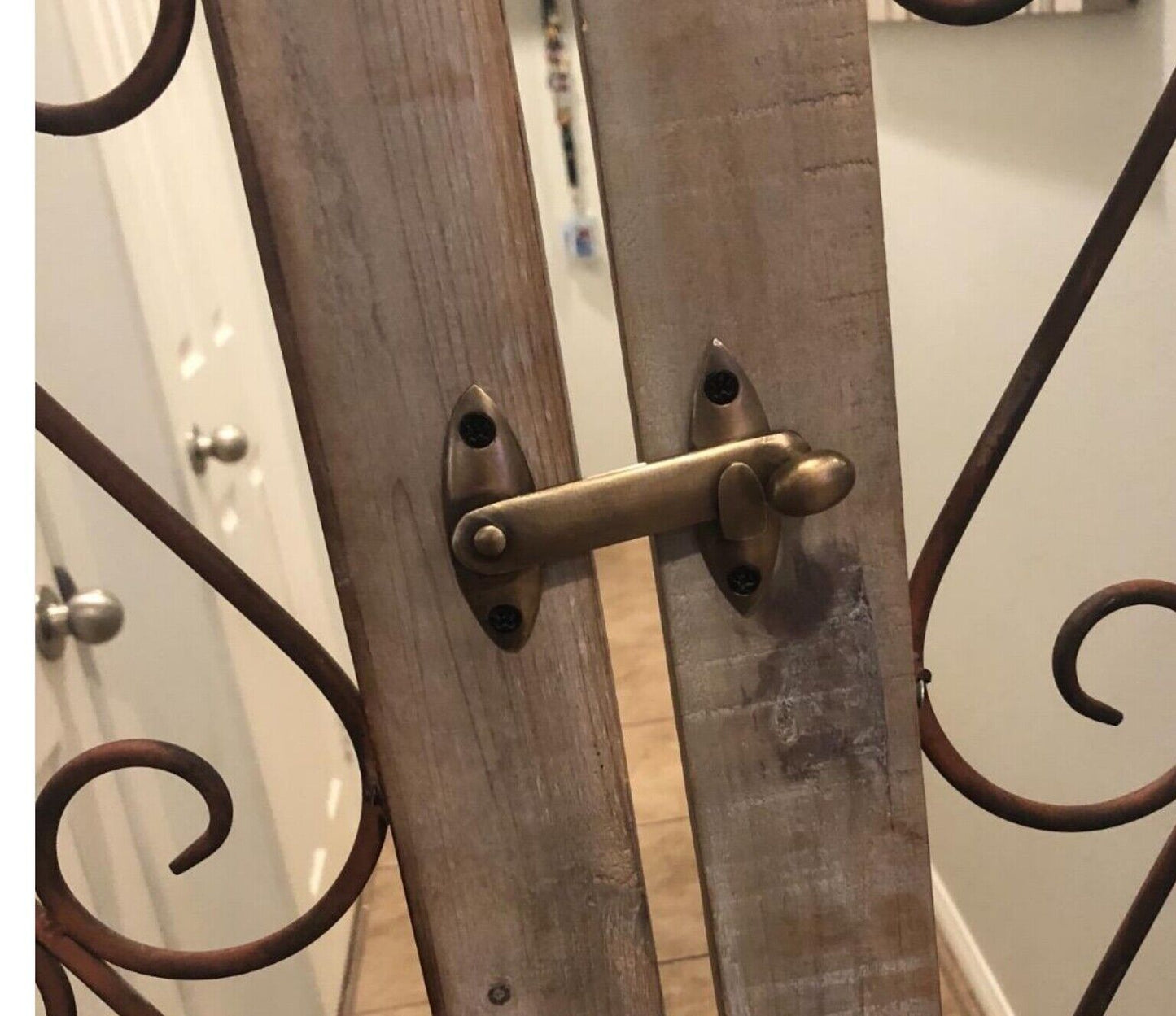 Vintage Style Cabinet Door Window Latch, Toggle Hook, Solid Brass Hasp Lock #X22