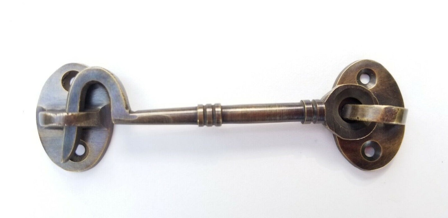 Solid Brass Cabinet Door Gate Shutter Window Toggle Hook Brass 4.5" Rustic #X20