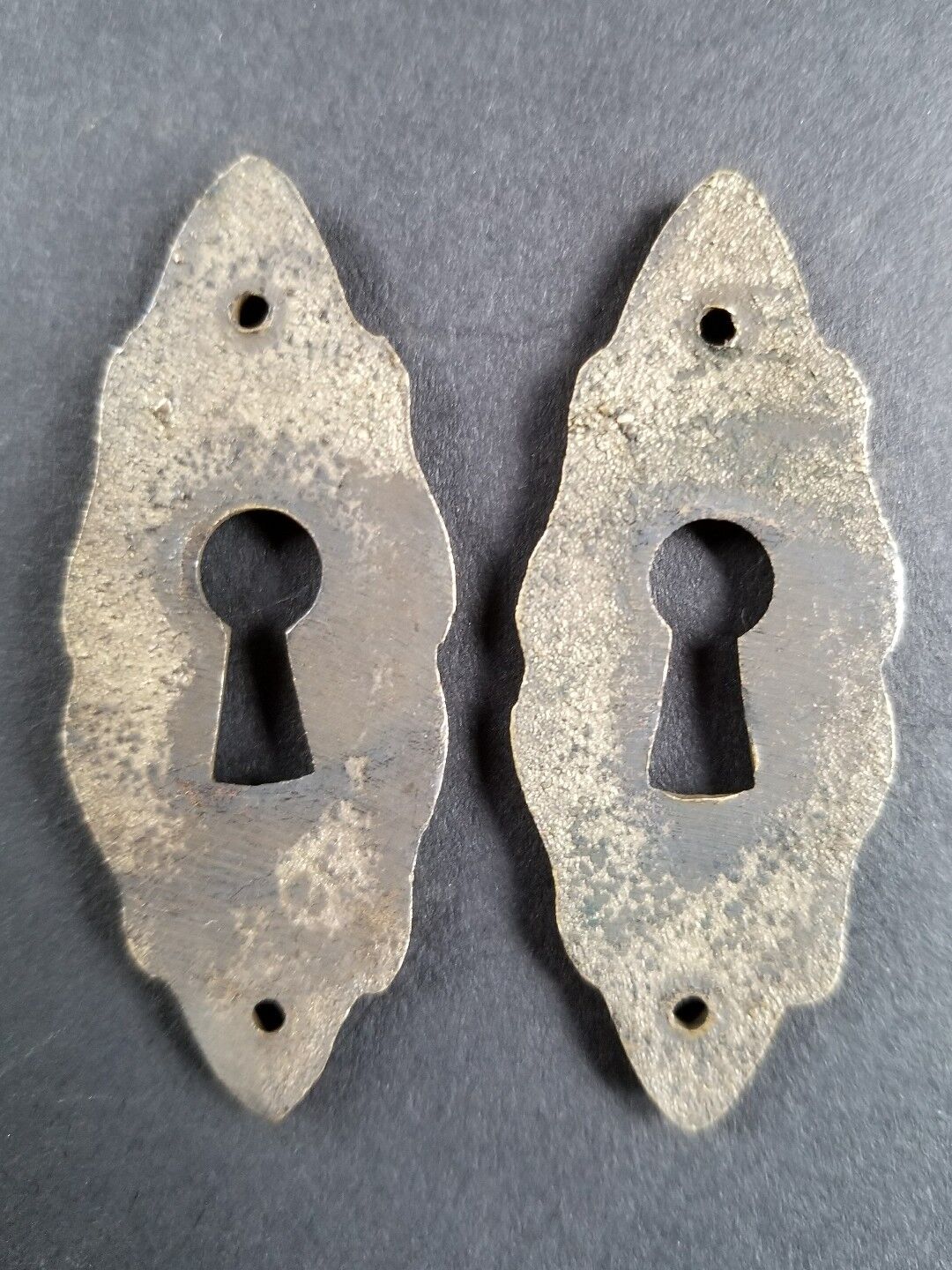 2 Vintage Antique Style French Escutcheons Key Hole Covers 2" jewelry part #E4