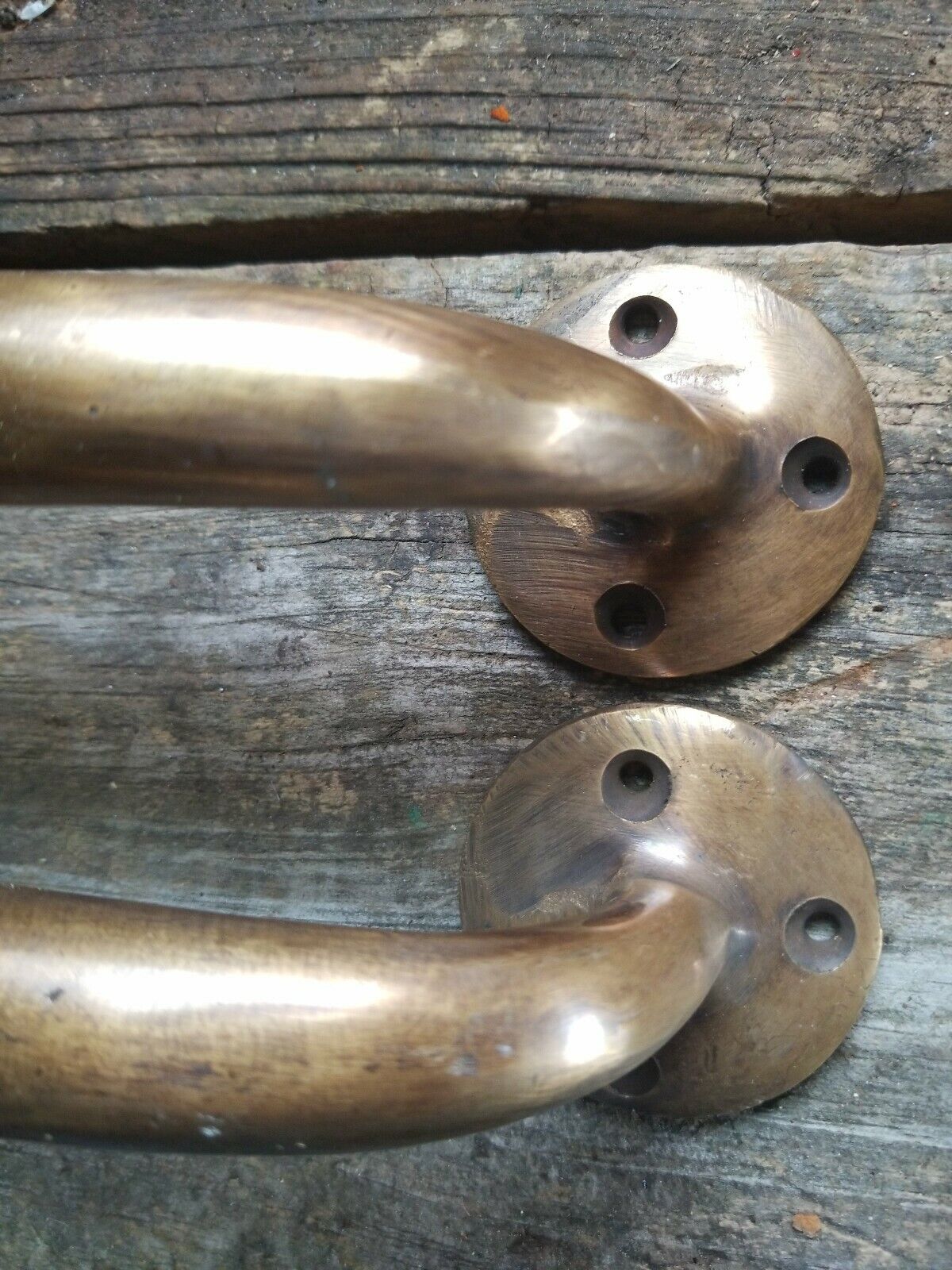 2 Heavy Ant. Style Solid Brass Lg Gate Cabinet Trunk Chest Door Handles 7" #P23