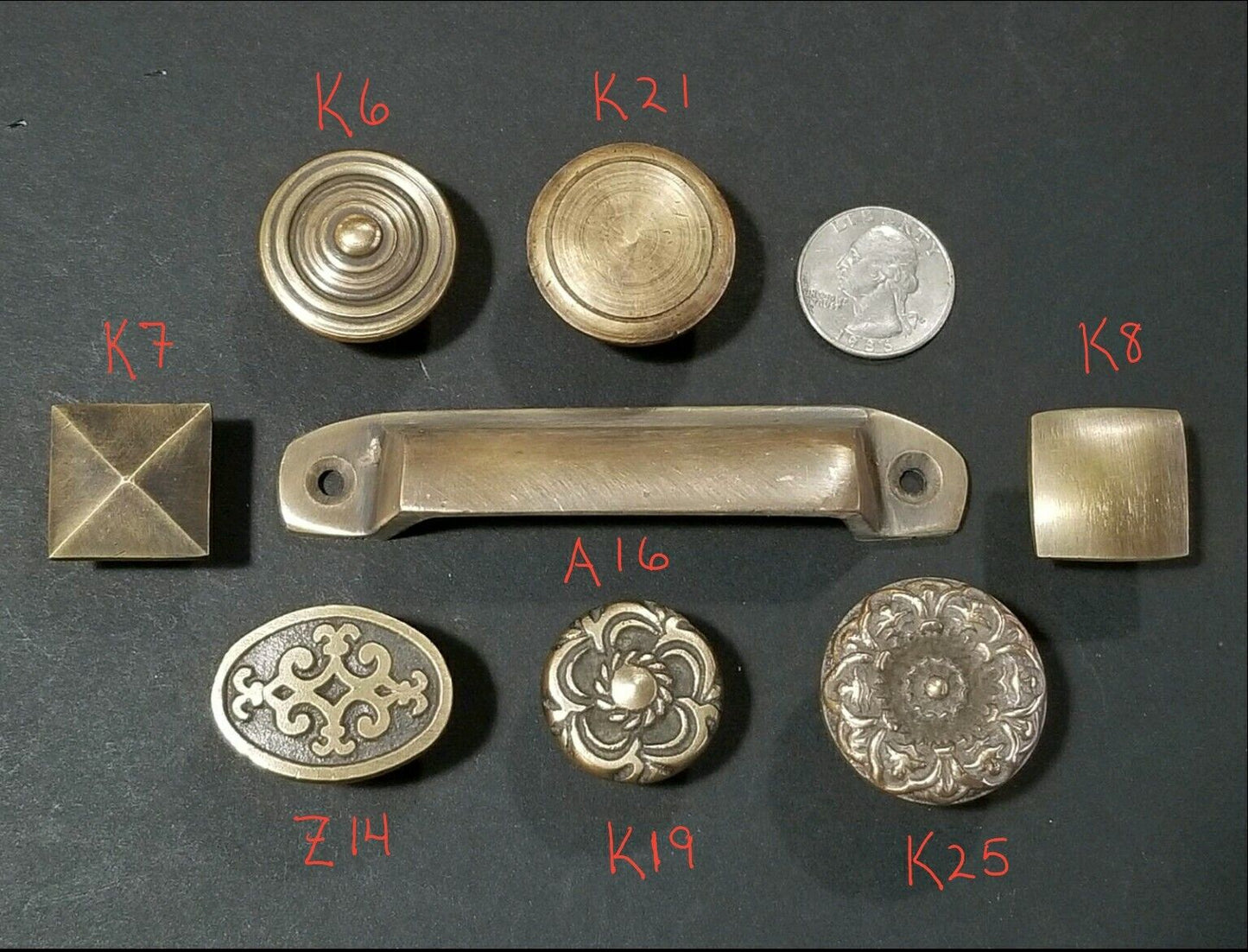 4 Antique Style Solid Brass Apothecary Cup Drawer Pulls Handles 3-1/2" ctr #A16