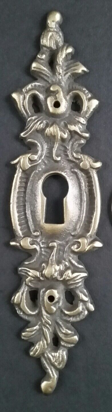 2 Vintage Antique Style Ornate French Eschutcheons Key Hole Covers 4-3/4" #E11