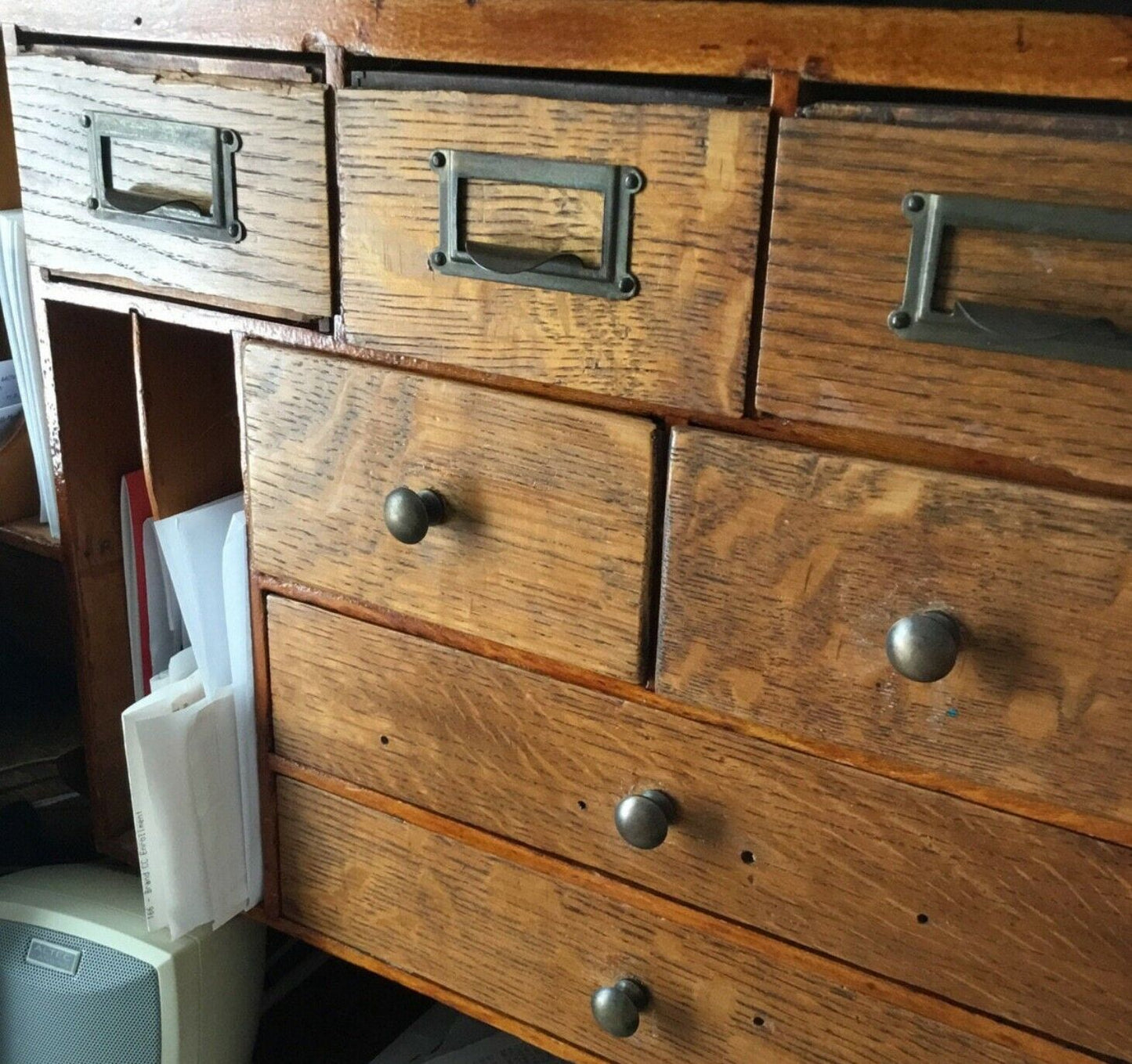 Pair (2) Solid Brass Stacking Barrister Bookcase Hoosier 5/8" Knobs Pulls #K2