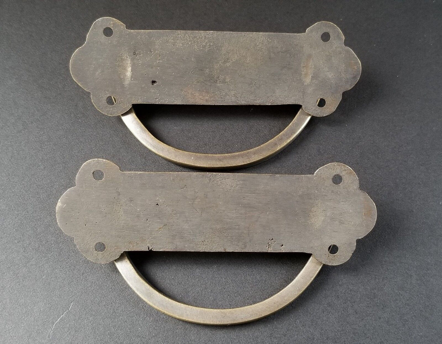 2 Antique Solid Brass Dresser, Tool Chest, Trunk Handles 4-1/8"w #P19