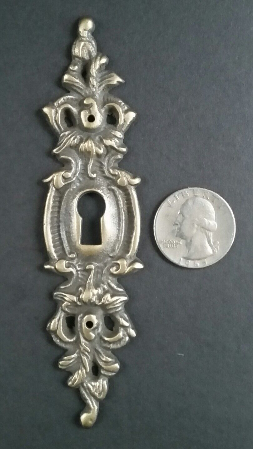 2 Vintage Antique Style Ornate French Eschutcheons Key Hole Covers 4-3/4" #E11