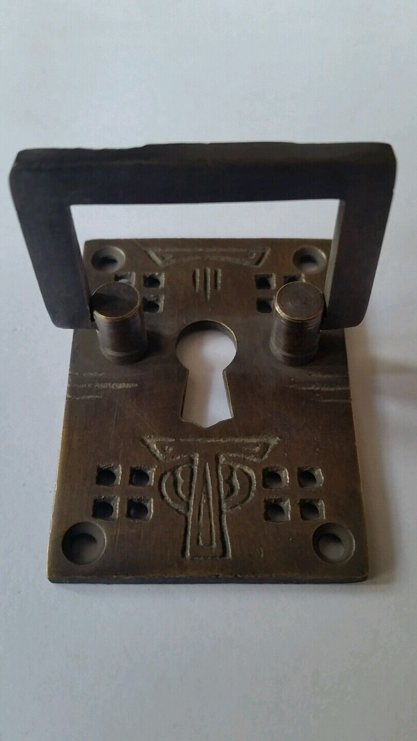 6 x Antique Style Arts and Crafts Mission Brass Handles Pull w. key hole 2" #H27