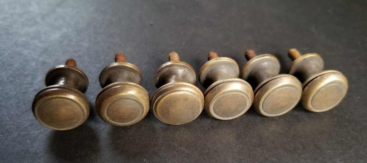 12 x #K18 solid brass small 1/2" round knob with screws in base