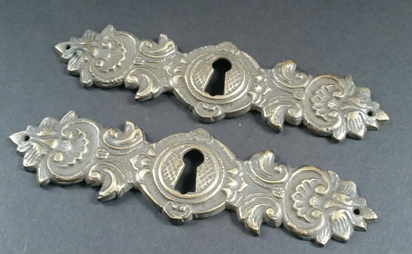 2 Vintage Antique Style Ornate French Eschutcheons Key Hole Covers 4 3/4" #E16