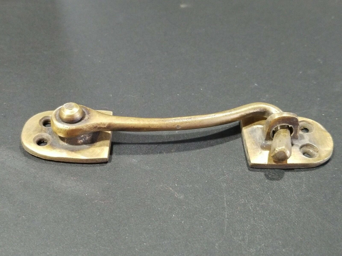 Solid Brass Cabinet, Door, Gate, Shutter, Window, Hook Latch Lock 4-1/2"w. #X25