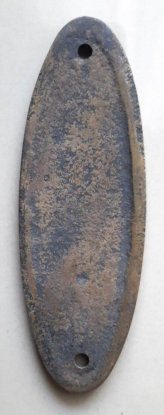 PUSH Door or Bell sign Antique Original Reclaim Art Deco Solid Brass 4" #F6