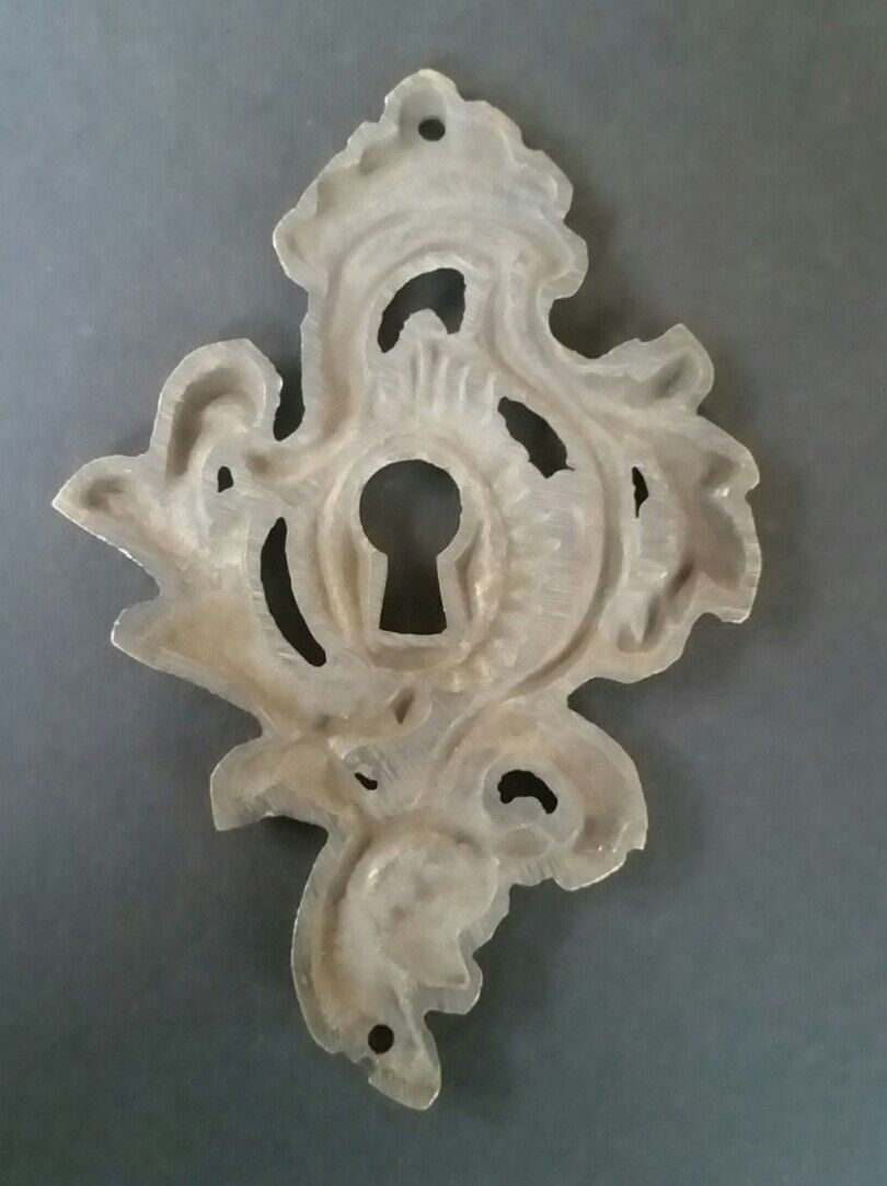 2 Antique Brass Keyhole Escutcheons Hardware Ornate Fancy Keyhole Escutcheon #E7