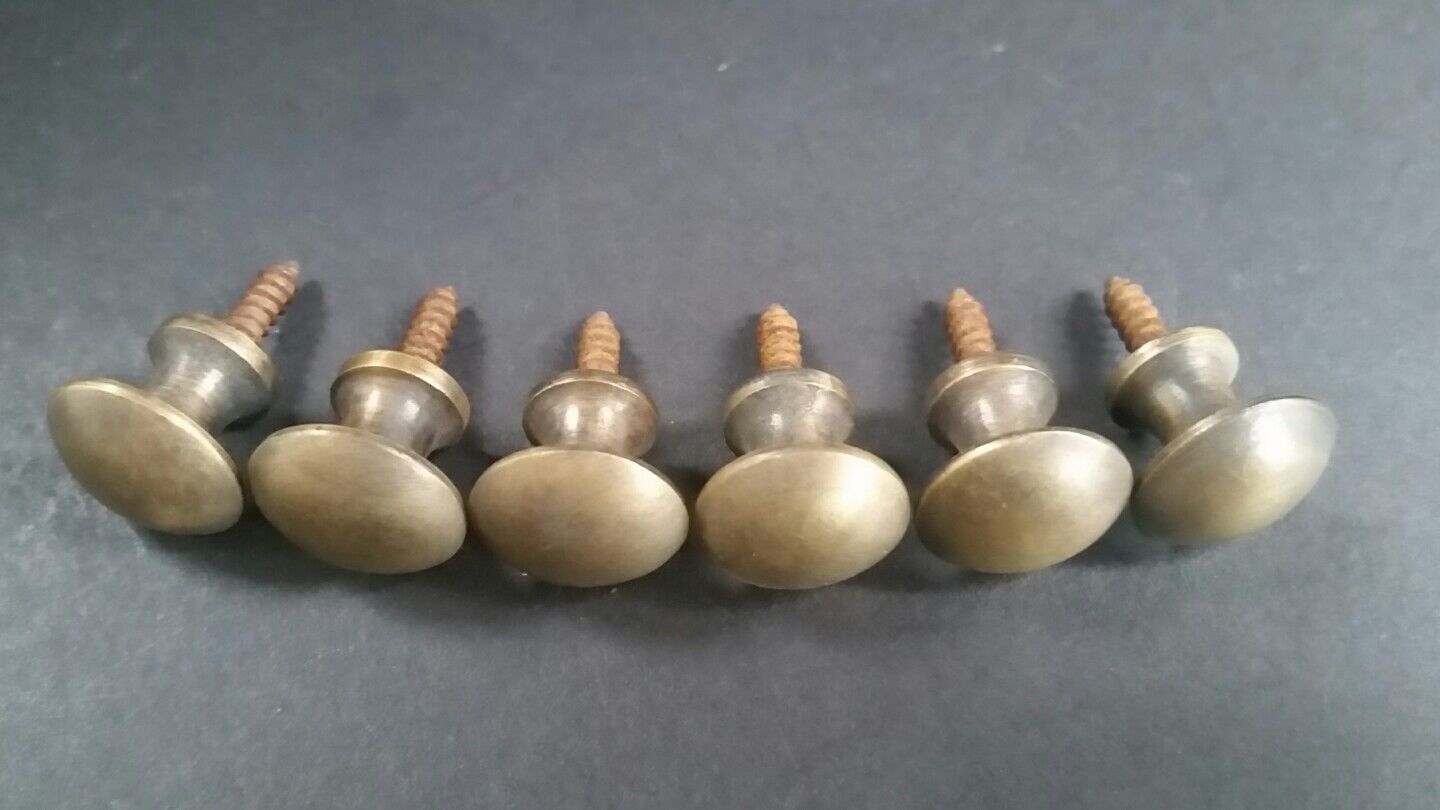 6 Solid Brass Stacking Barrister Bookcase 5/8" Round Knobs Pulls Handles #K2