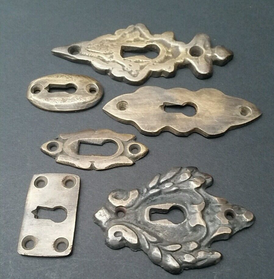 6 Various Antique Style Escutcheon Key Hole Covers Ornate 1-3" Solid Brass #E