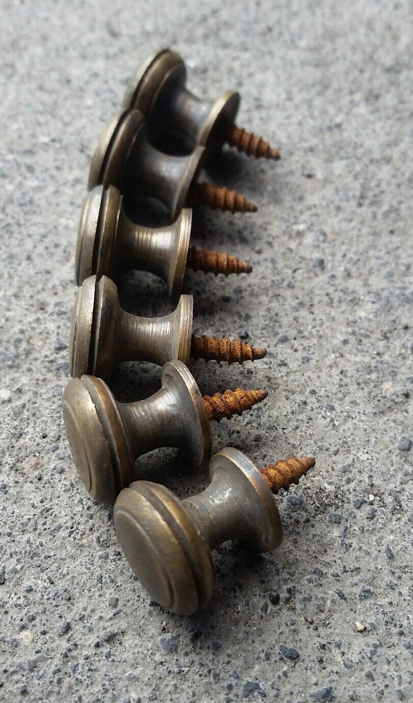 6 Solid Brass SMALL Stacking Barrister Bookcase 1/2"dia Knobs drawer Pulls #K18