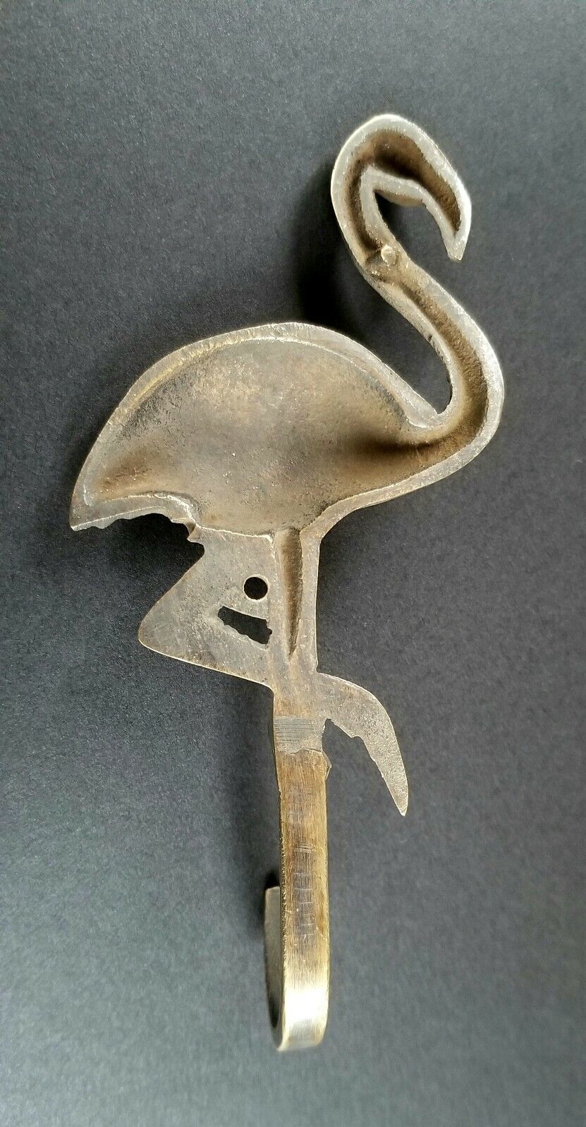 4-3/4" Vintage Style Flamingo HOOK Solid Brass, Coat, Hat, Towel Hanger #C22