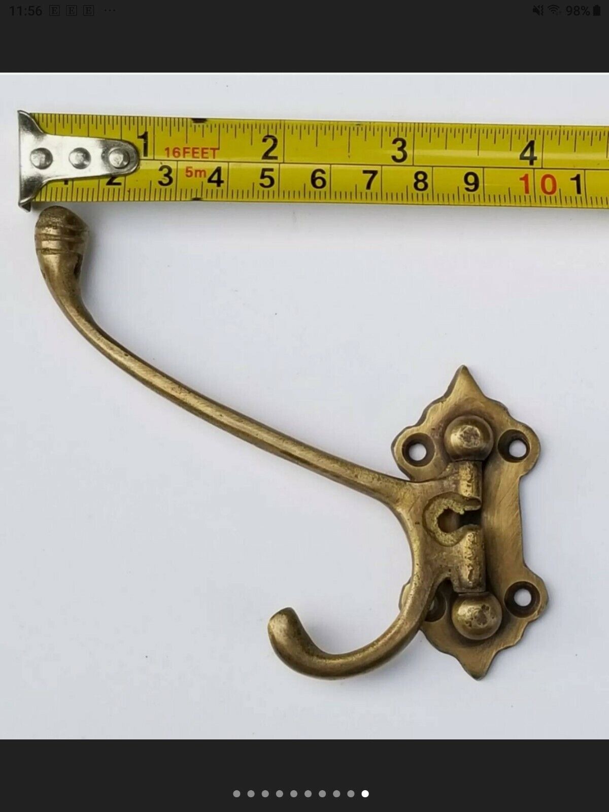 2 Old Style Solid Brass Double Wall Mount 180° Swivel Coat Hat Towel Hooks #C24