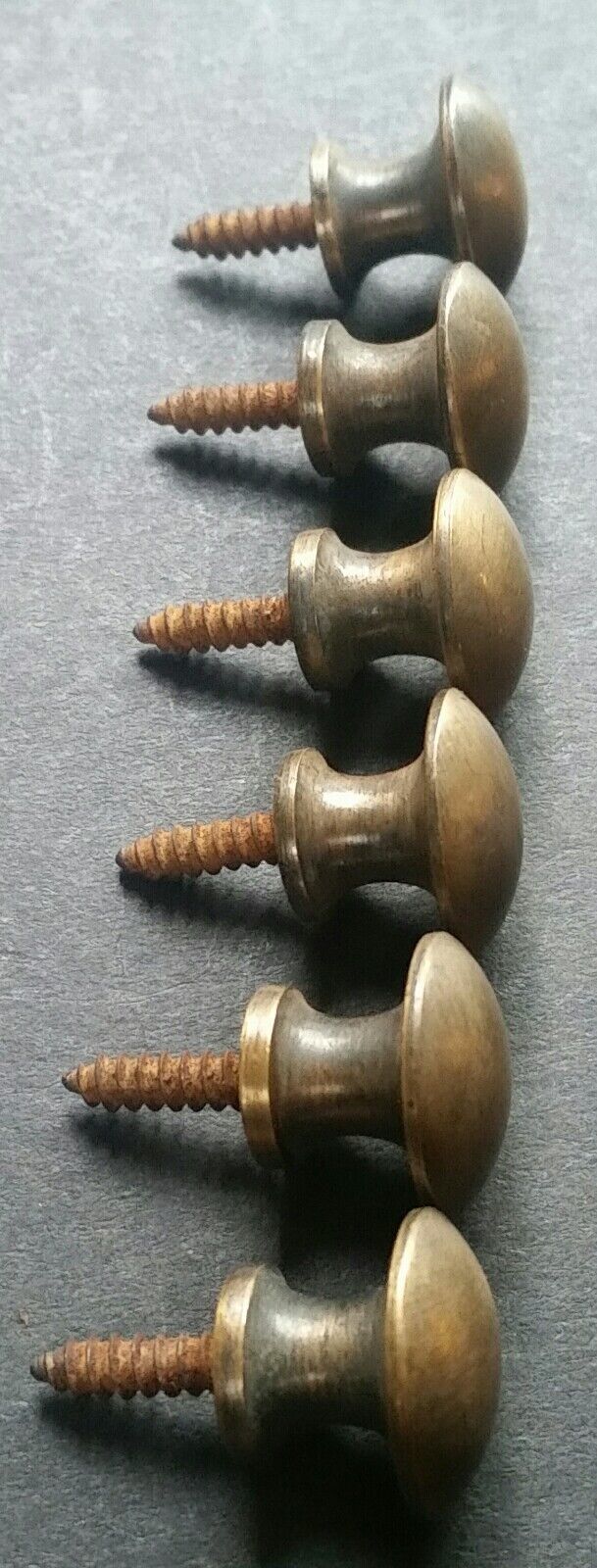 6 Solid Brass Stacking Barrister Bookcase 5/8" Round Knobs Pulls Handles #K2