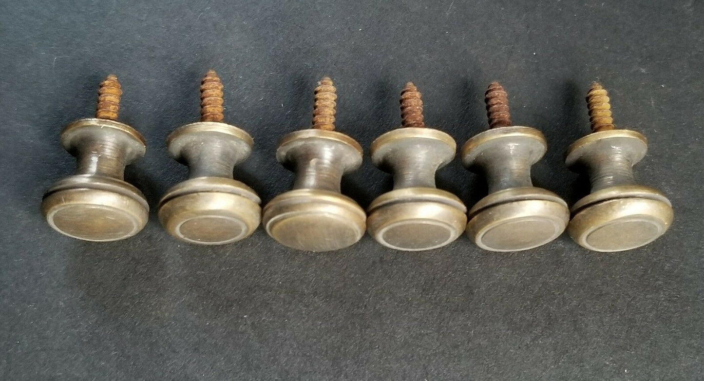 6 Solid Brass SMALL Stacking Barrister Bookcase 1/2"dia Knobs drawer Pulls #K18