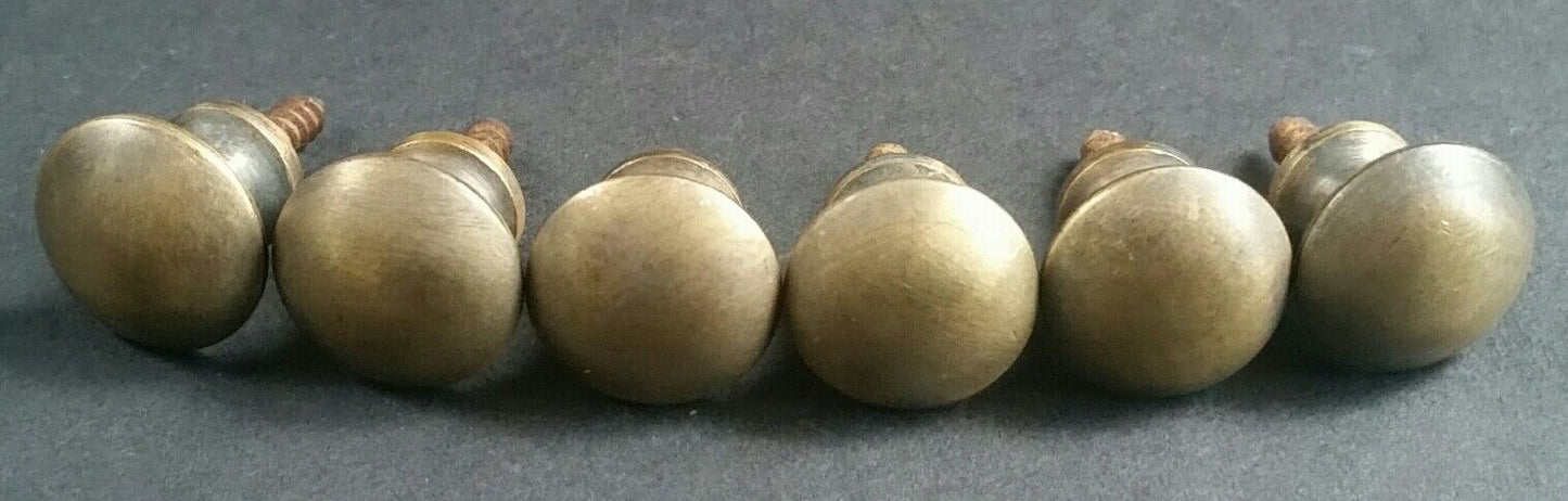 6 Solid Brass Stacking Barrister Bookcase 5/8" Round Knobs Pulls Handles #K2