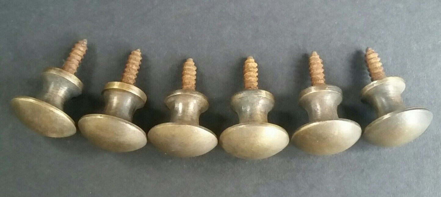 6 Solid Brass Stacking Barrister Bookcase 5/8" Round Knobs Pulls Handles #K2