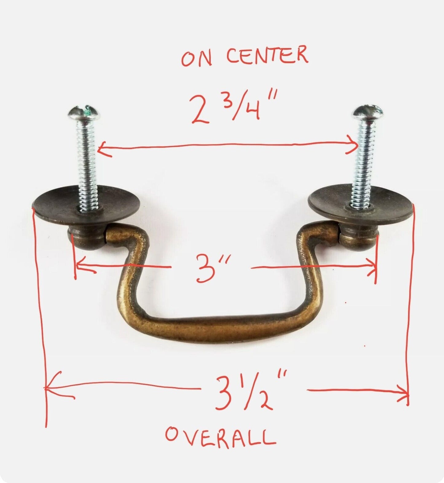 1 x Ant.Style Brass Swan Neck Bail Pull Drawer Cabinet Handles 2-3/4"cntr #H43