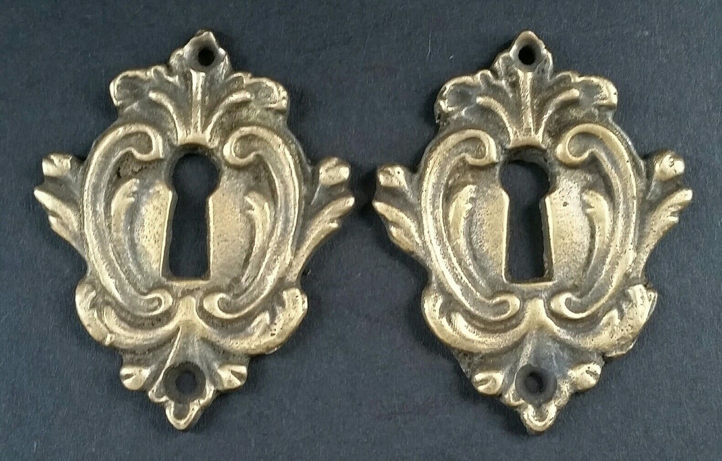 2 Rare Antique Style French Eschutcheons Key Hole Covers 2 1/4" jewelry part #E9