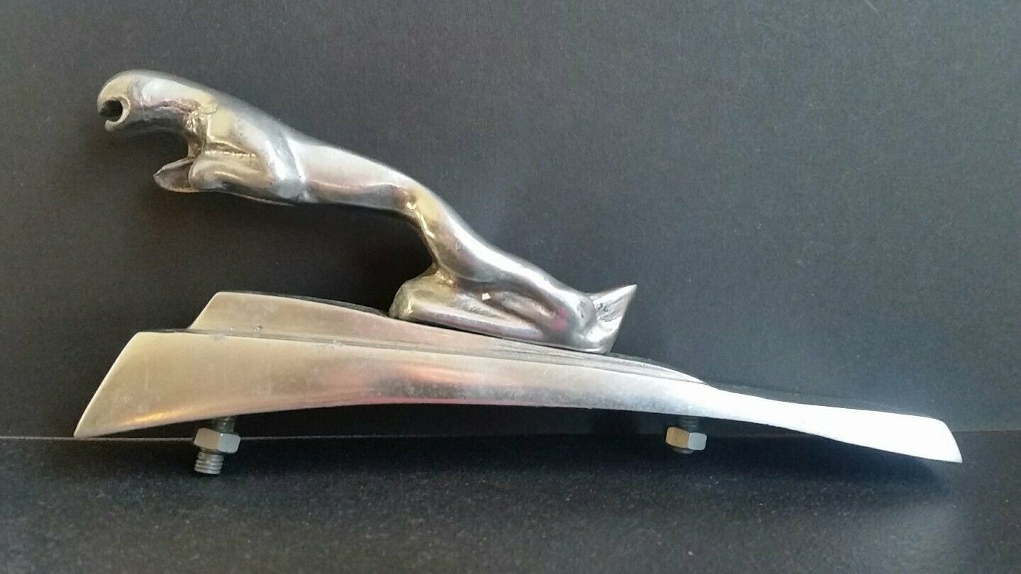 Leaping Jaguar Car Bike Front Cover Aluminum Hood Ornament Badge Emblem 6-3/4"