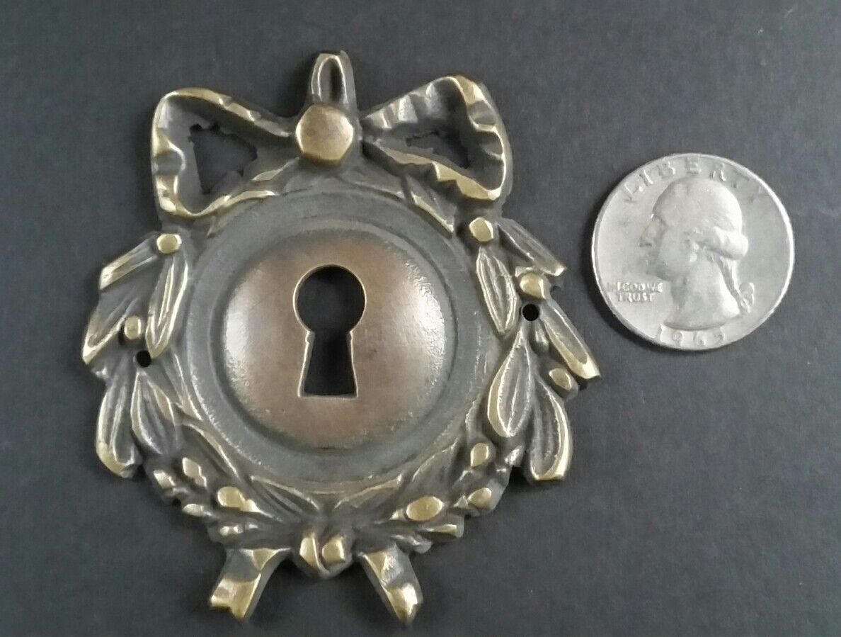 2 Vintage Antique Style Ornate French Eschutcheons Key Hole Covers 2 3/4" #E12
