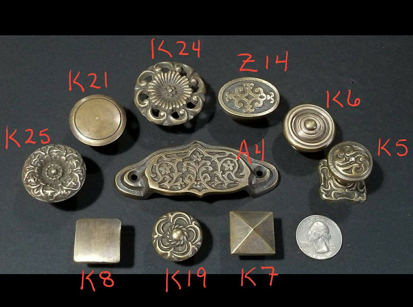 6 Ornate Apothecary cabinet drawer bin cup pull Handles Vntg. Style 3 1/2"w #A4