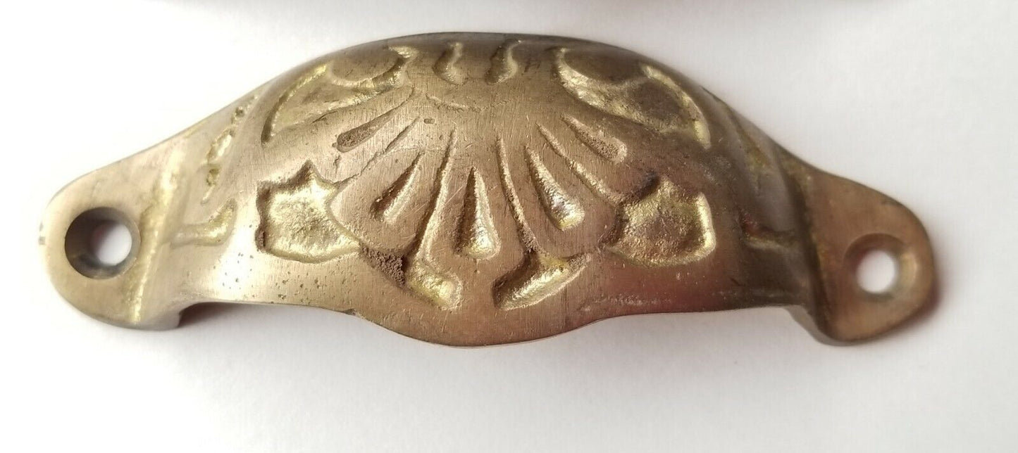 4 Apothecary Drawer Cup Pulls Handles Ant. Victorian Style Solid Brass 3"c. #A20