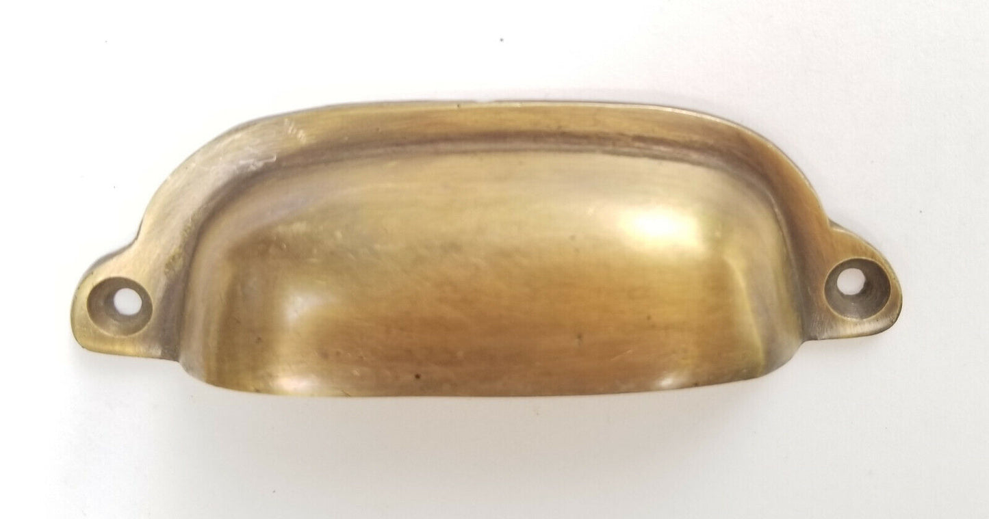 Antique Vintage Style Brass File Cabinet, Bin Pull Cup Handle 3-3/8" ctr #A19