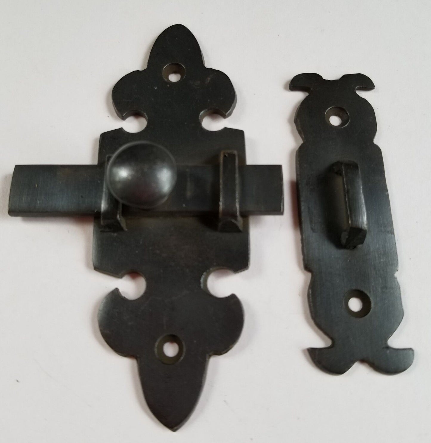 Ornate Antique Type Brass Door Slide Latch Lock Bolt Barn Gate Cabinet 4" #X7