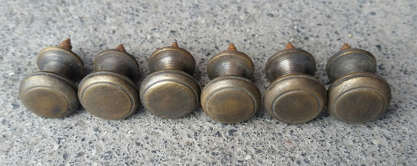 6 Solid Brass SMALL Stacking Barrister Bookcase 1/2"dia Knobs drawer Pulls #K18