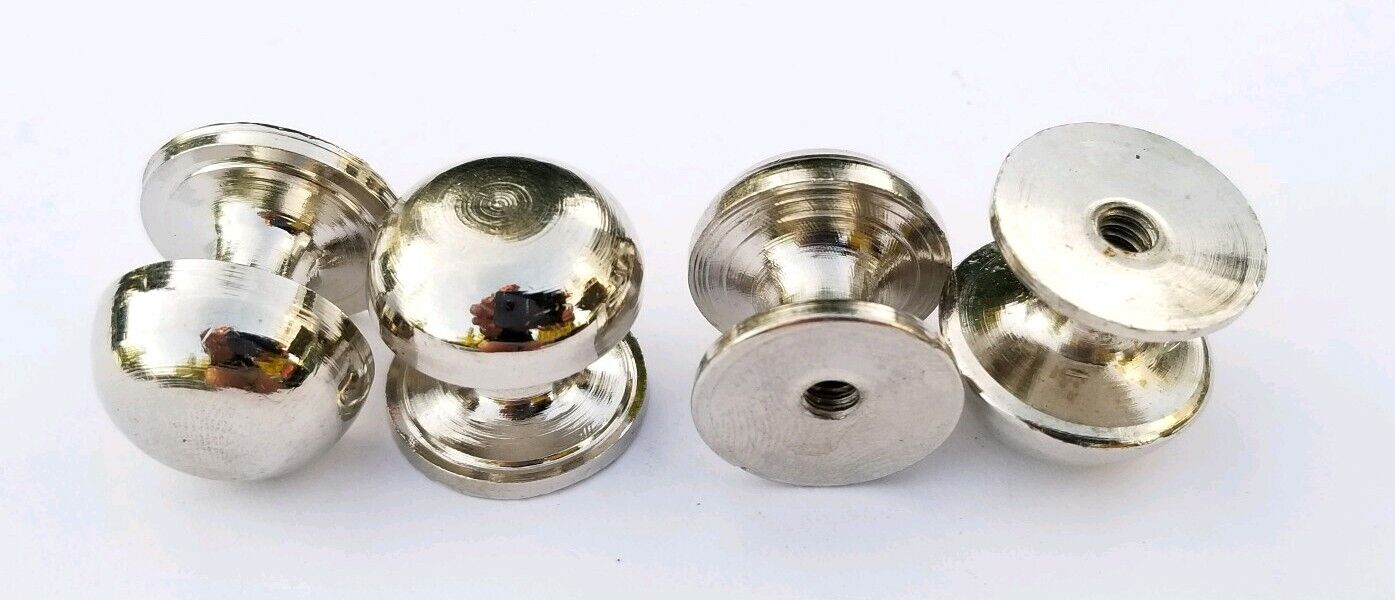 4 Vtg STYLE Round CHROME CABINET DOOR CUPBOARD CHEST DRAWER KNOBS 7/8" #K22