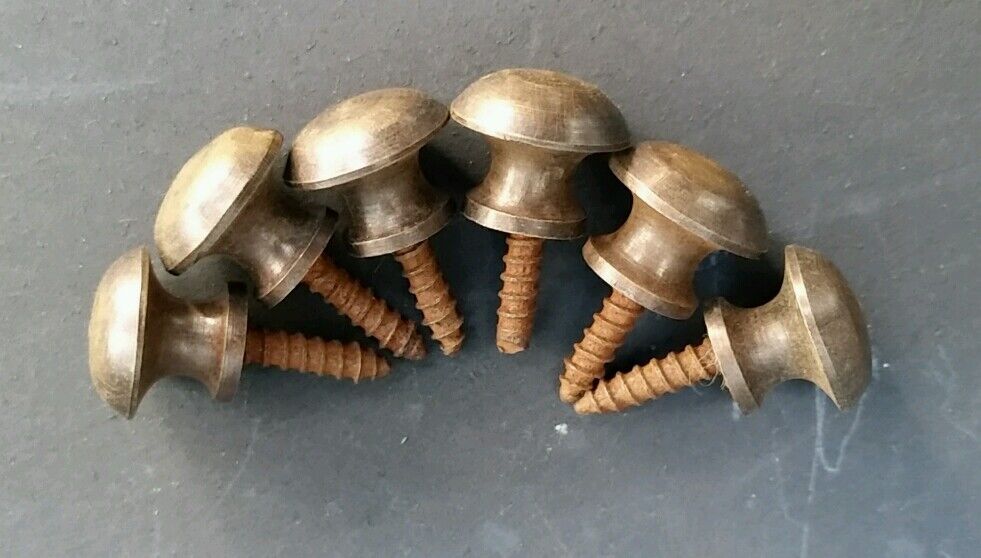 6 Solid Brass VERY SMALL Stacking Barrister Bookcase 7/16" Knobs drawer Pulls #K