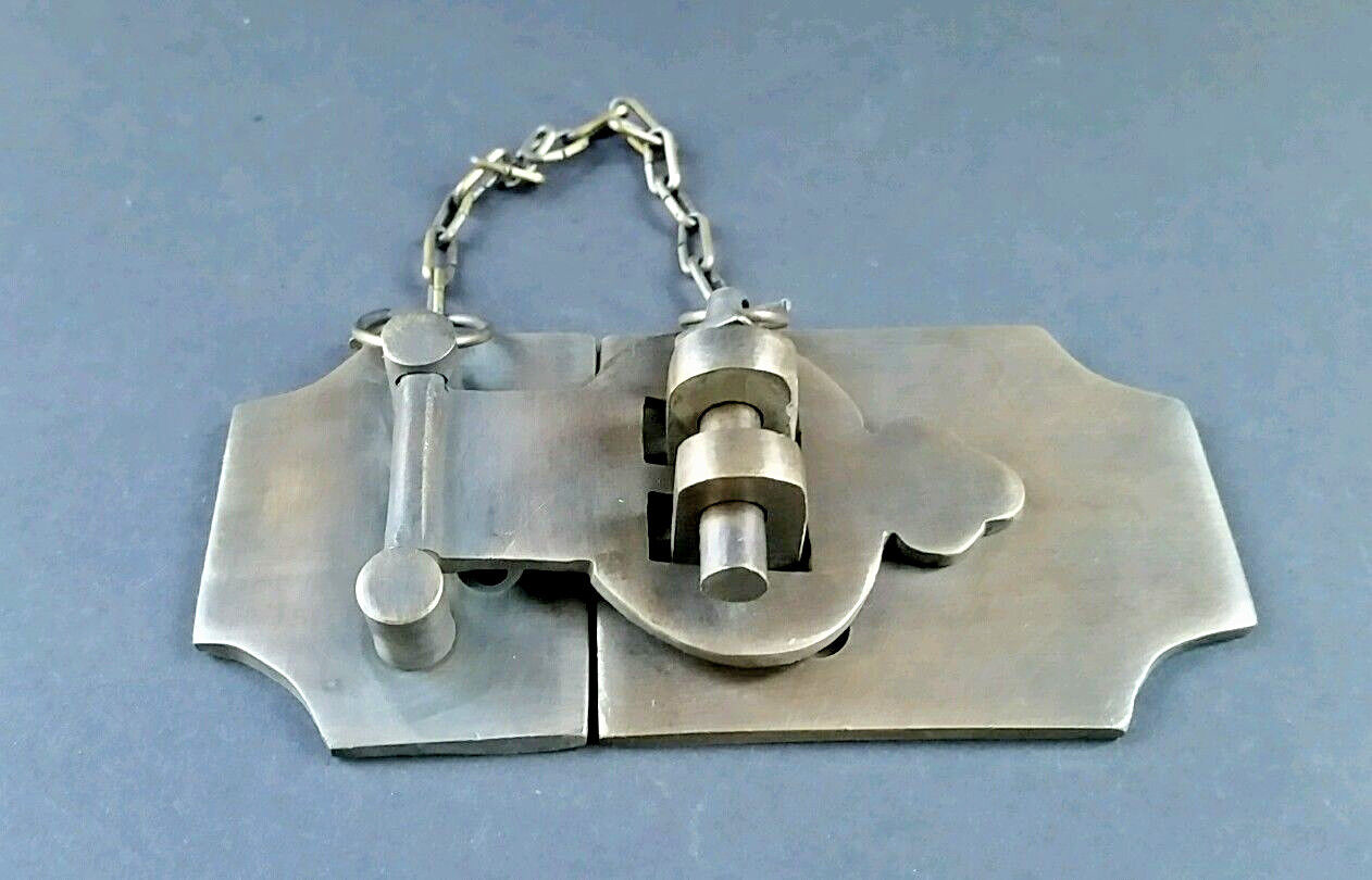 Vintage Style Cabin Cabinet Door Latch Hook Solid Brass Hasp Lock Gate 4" #X2