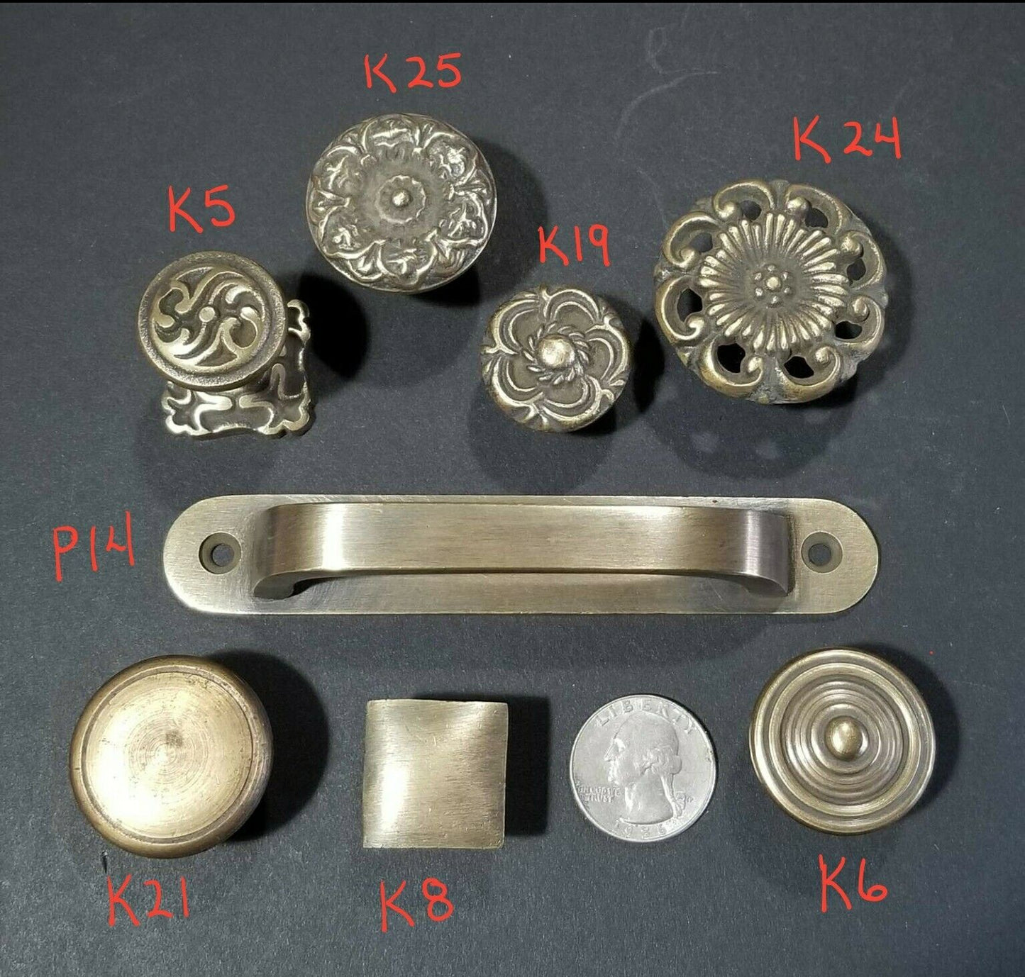 2 Ant. Style Brass Trunk Handles Drawer pulls Cabinet Chest 3-15/16"ctr #P14