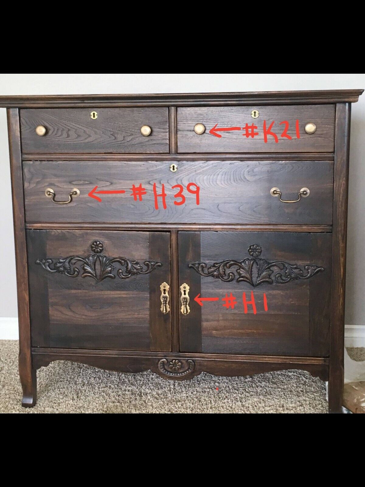 4 Solid Brass Cabinet Cupboard Drawer Round Knobs Pull Handle 1-3/16" dia. #K21